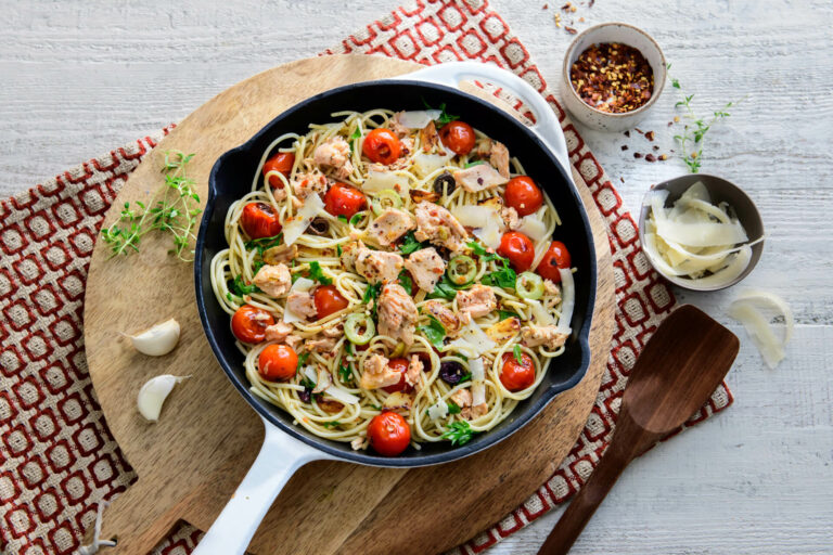 Mediterranean Salmon Skillet Pasta Recipe